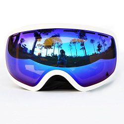 COPOZZ G5 Snowboard Skate Ski Goggles with Mirror Coating Anti-Fog and UV-400 Protection Lens Wh ...