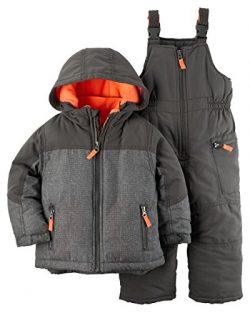 Carter’s Boys’ Heavyweight 2-Piece Skisuit Snowsuit (Grey/Orange, 2T)