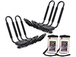 TMS 2 x Roof J Rack Kayak Boat Canoe Car SUV Top Mount Carrier w/Free Cell Phone Bag