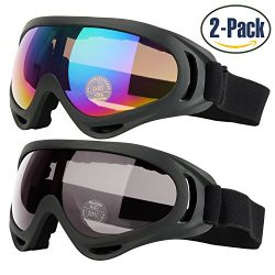 Ski Goggles, Pack of 2, Snowboard Goggles for Kids, Boys & Girls, Youth, Men & Women, wi ...