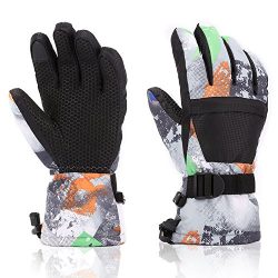 Ski Gloves, Yidomto Waterproof Warmest Winter Snow Gloves for Mens, Womens, Boys, Girls, Kids (B ...