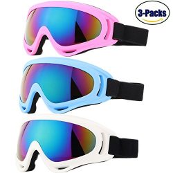 Ski Goggles, Yidomto Pack of 3 Snowboard Goggles for Kids,Boys,Girls,Youth, Mens,Womens,with UV  ...