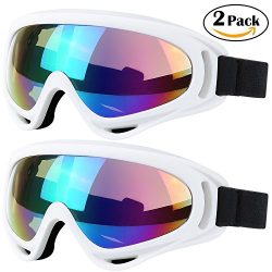 Ski Goggles, 2 Pack Snowboard Goggles Skate Glasses, Motorcycle Cycling Goggles for Kids, Boys & ...