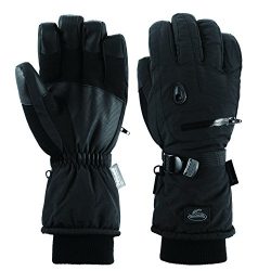 Men Waterproof Thinsulate Ski Snowboard Gloves Winter Warm Gloves Black (M)