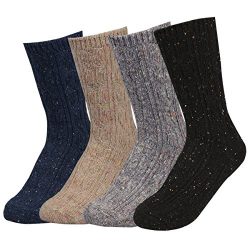 TETIBA Women’s Winter Premium Soft Thick Knitting Wool Warm Crew Socks 1 to 4 pack, Size 5 ...