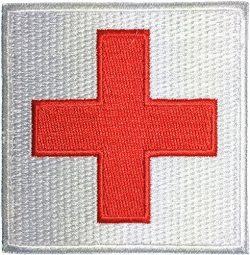 Medic Red Cross Sewing Iron on Embroidered Applique Patch 3″x3″ Red on White by Rang ...