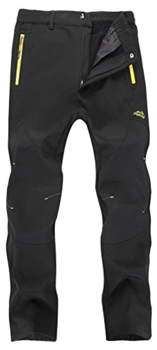 Singbring Men’s Outdoor Windproof Hiking Pants Waterproof Ski Pants X-Large Black(606F)