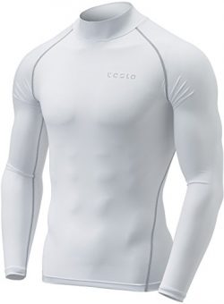 Tesla TM-MUT02-WHT_X-Small Men’s Mock Long-Sleeved T-Shirt Cool Dry Compression Baselayer  ...