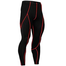 Men Long Sleeve Compression T-Shirts Base Layers Top Shirt pants 03 3XL, Red-p