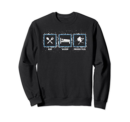 Unisex Eat sleep freestyle ski skiing skier snow sports sweatshirt Medium Black