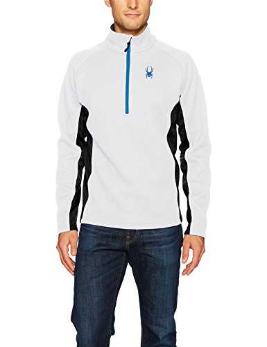 Spyder Men’s Outbound Half Zip Mid Weight Stryke Jacket, White/Black, Large