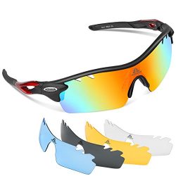 HODGSON Polarized Sports Sunglasses with 5 Interchangeable Lenses for Men Women Cycling Baseball ...