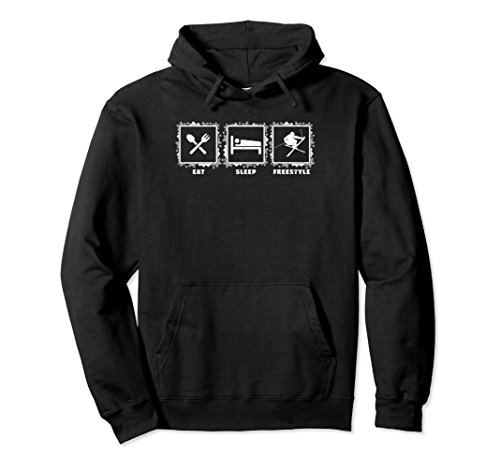 Unisex Eat sleep freestyle ski skiing skier snow sports hoodie Large Black