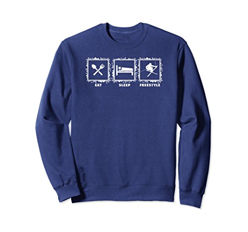 Unisex Eat sleep freestyle ski skiing skier snow sports sweatshirt Large Navy