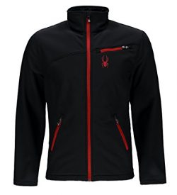 Spyder Men’s Softshell Jacket, Black/Racing Red, Large
