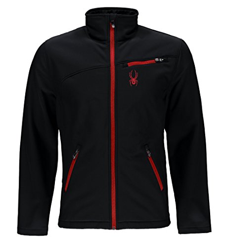 Spyder Men’s Softshell Jacket, Black/Racing Red, Large