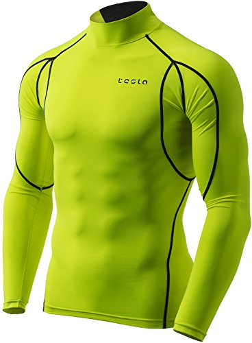 TM-MUT12-NEY_Medium Tesla Men’s Mock Long-Sleeved T-Shirt Cool Dry Compression Baselayer MUT12
