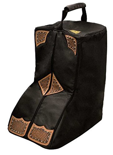 Tahoe Tack Durango Western Boot Carry Bag 3 Layers Padded with Hand Tooled Basket Weave Leather ...