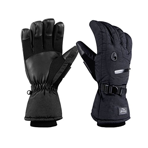 HighLoong Men Waterproof Thinsulate Ski Snowboard Gloves Winter Warm Gloves Black (S,Standard)