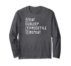 Unisex Eat sleep freestyle ski repeat skiing skier sport ls t-shirt Small Dark Heather