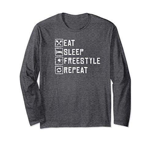 Unisex Eat sleep freestyle ski repeat skiing skier sport ls t-shirt 2XL Dark Heather