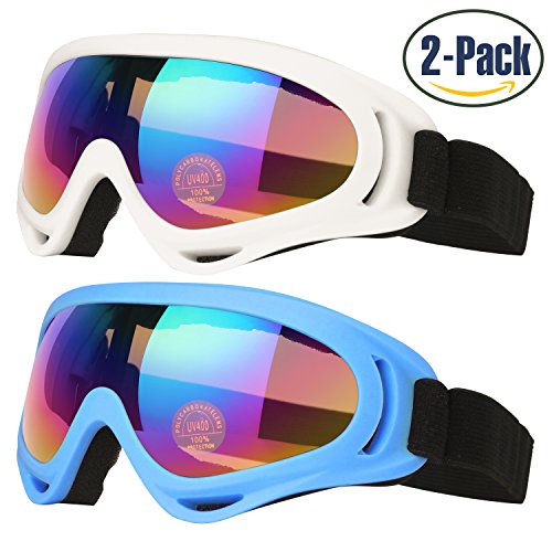 Ski Goggles, Pack of 2, Skate Glasses for Kids, Boys & Girls, Youth, Men & Women, with U ...