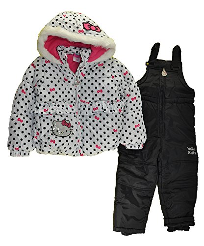 Hello Kitty Little Girls 2pc Printed Snowsuit (6, Bright White)
