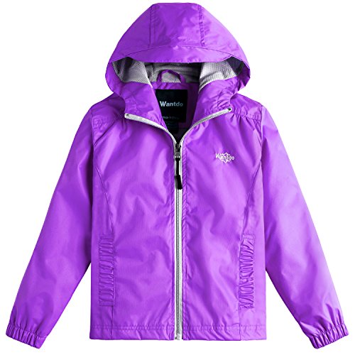 Wantdo Girl’s Ultra Light Packable Rain Jacket Outdoor Windcheater Zipped Hoodies For Hiki ...