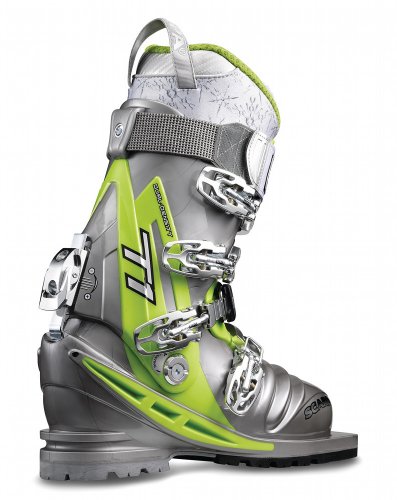 Scarpa T1 Women Telemark Ski Boot, Shark/Lime, Size 23