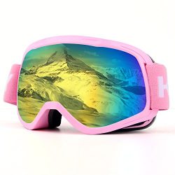 Ski Goggles, Over Glasses Snowboard Goggles for Girls, UV400 Protection and Anti-Fog, Double Sph ...
