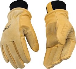 KINCO 901 Men’s Pigskin Leather Ski Glove, HeatKeep Thermal Lining, Draylon Thread, Small, ...