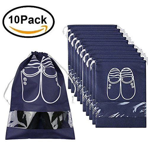 Pack of 10 Dust-proof Breathable Travel Shoe Organizer Bags for Boots, High Heel — Drawstr ...