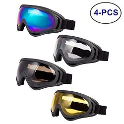 LJDJ Ski Goggles, Pack of 4 – Snowboard Adjustable UV 400 Protective Motorcycle Goggles Ou ...