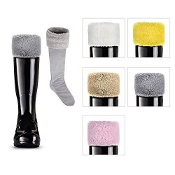 TPLB Thermal Fleece Welly Socks for Hunter Tall Rain Boots, Warm Winter Boots Liner with Fuzzy C ...