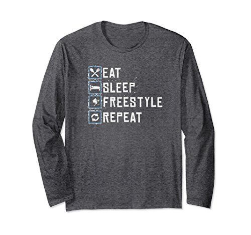 Unisex Eat sleep freestyle ski repeat skiing skier sport ls t-shirt XL: Dark Heather