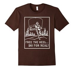 Men’s Telemark Skiing Shirt Free The Heel Ski For Real T-Shirt XL Brown