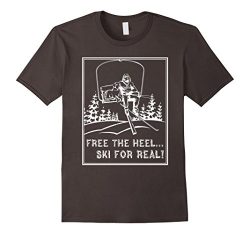 Men’s Telemark Skiing Shirt Free The Heel Ski For Real T-Shirt Large Asphalt