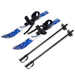 Odoland Kid’s Beginner Snow Skis and Poles, Low-Resistant Ski Boards for Age 4 and Under,  ...