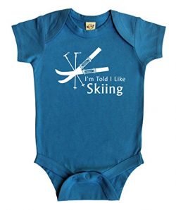 I’m Told I Like Skiing Silhouette Baby Bodysuit (3-6 months, Turquoise)