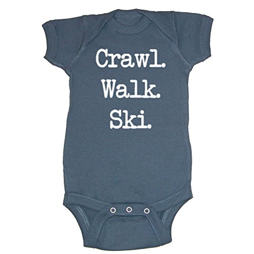 LOL Baby! Crawl Walk Ski Baby Bodysuit (Indigo Blue, 6 Months)