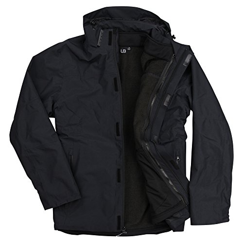 UB Apparel & Gear Men’s Ripstop 3-In-1 Cold Defender Waterproof Winter Ski Coat (Black ...