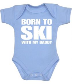 BabyPrem Born to Ski with my Daddy Baby Clothes Bodysuit NB-12 mth SKY BLUE 3-6