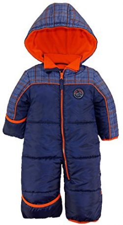 iXtreme Baby Boys Plaid Expedition Puffer Winter Snowsuit Pram, Navy, 12 Months