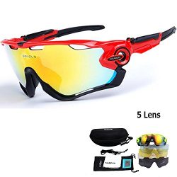 GIEADUN Polarized Sports Sunglasses UV400 Protection Cycling Glasses With 5 Interchangeable Lens ...
