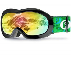 Picador Kids Ski Goggles With Excellent Impact Resistance Anti-Fog Lens 100% UV Protection (Black)
