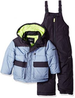 Osh Kosh Little Boys’ Ski Jacket and Snowbib Snowsuit Set, Grey Print, 7