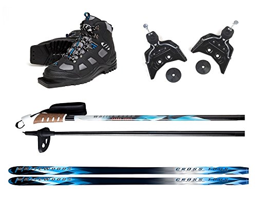 New Whitewoods 75mm 3Pin Cross Country Package Skis Boots Bindings Poles 177cm (38, 121-150lbs.)