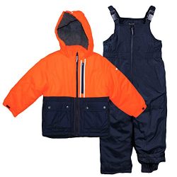 Osh Kosh Little Boys’ Ski Jacket and Snowbib Snowsuit Set, Orange/Navy, 4
