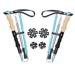 Otrestodly Collapsible Trekking Poles for Men and Women, Ultralight Folding Cork Carbon Hiking S ...
