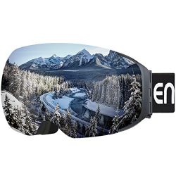 Enkeeo Ski Goggles Detachable Dual Layer Anti-Fog Lens 100% UV400 Protection, Bendable Frame, An ...